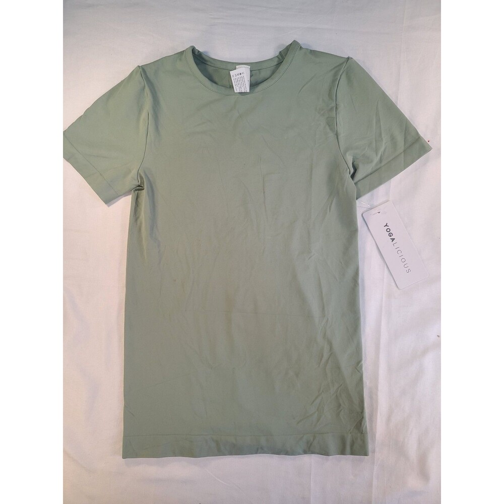 Yogalicious Women's XS Sage Green Skin Crew Neck Short Sleeve Tee NWT
